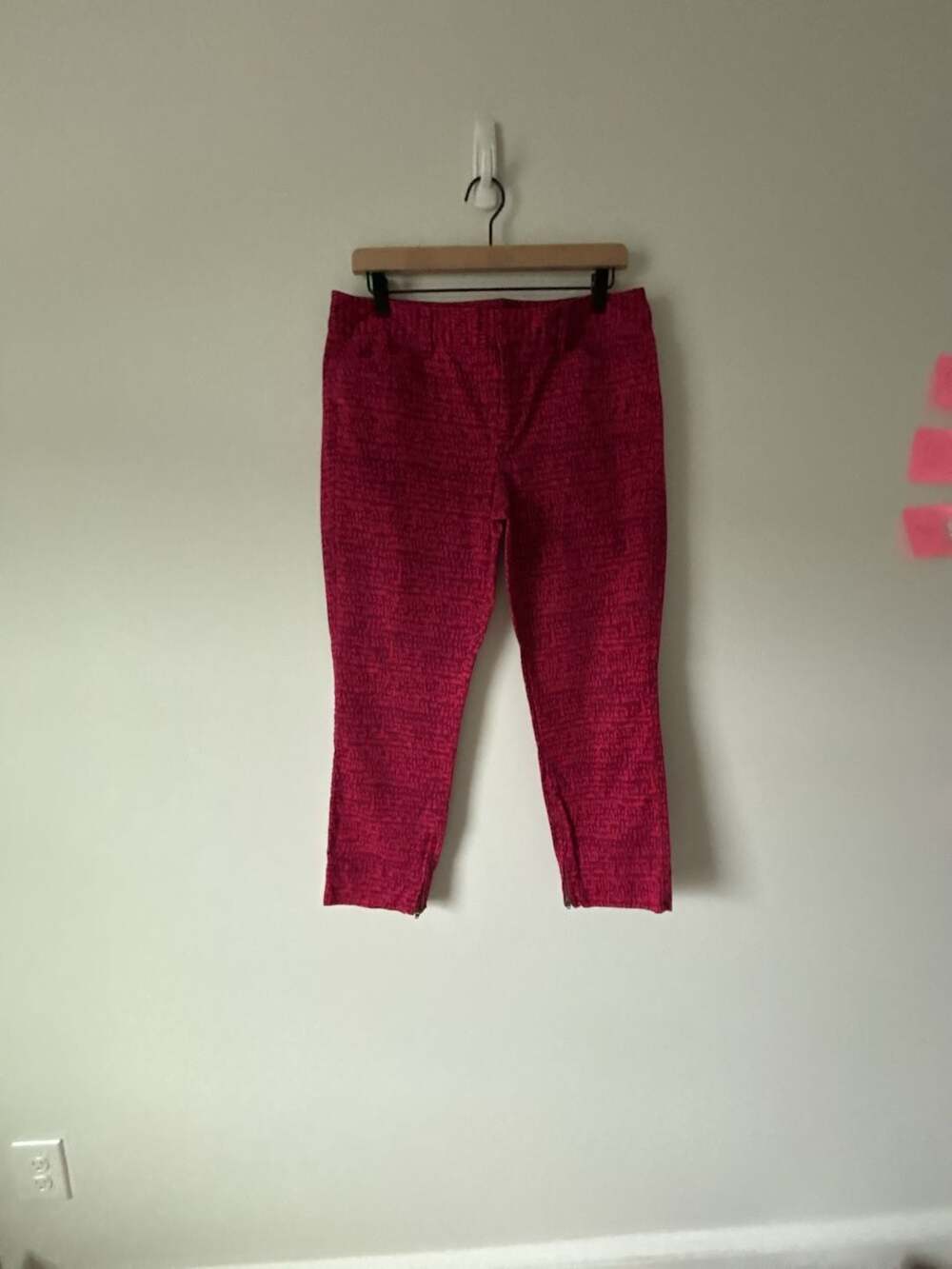 Ann Taylor Loft Marisa Skinny Ankle Pants Size 10 Red Purple Pattern